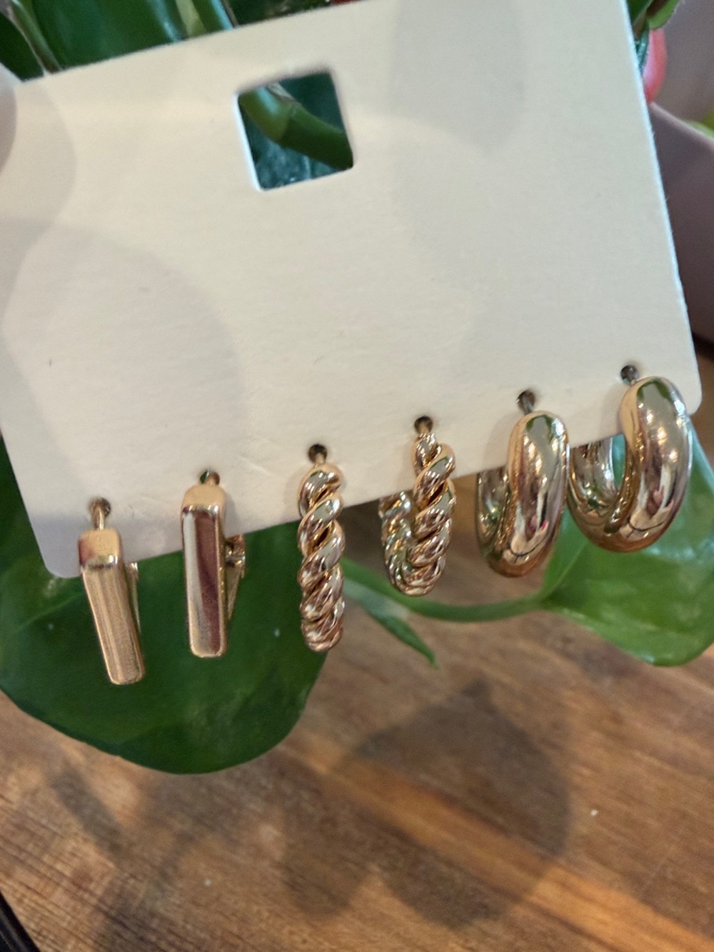 Old Navy Gold-Tone Hoop Earring Set of 3 Pairs